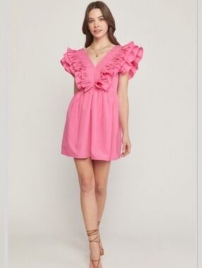 Entro Hot Pink Ruffle Dress
